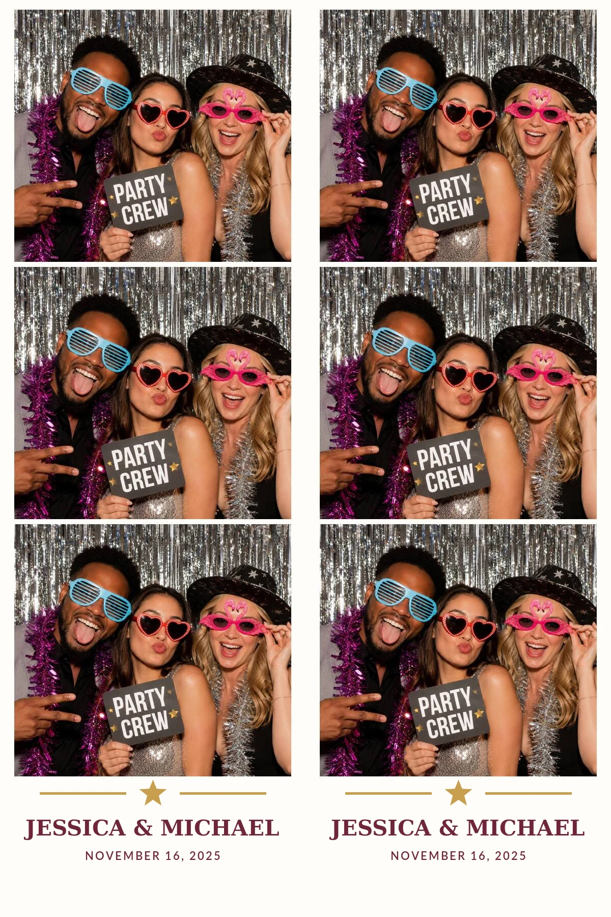 4 by 6 photo booth sheet with two matching Let’s Celebrate photo strips