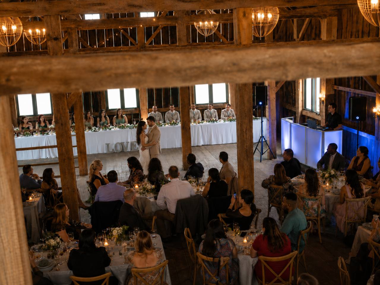 Evening Star Entertainment DJ and uplighting inside The Mane Barn at Nickajack Farms