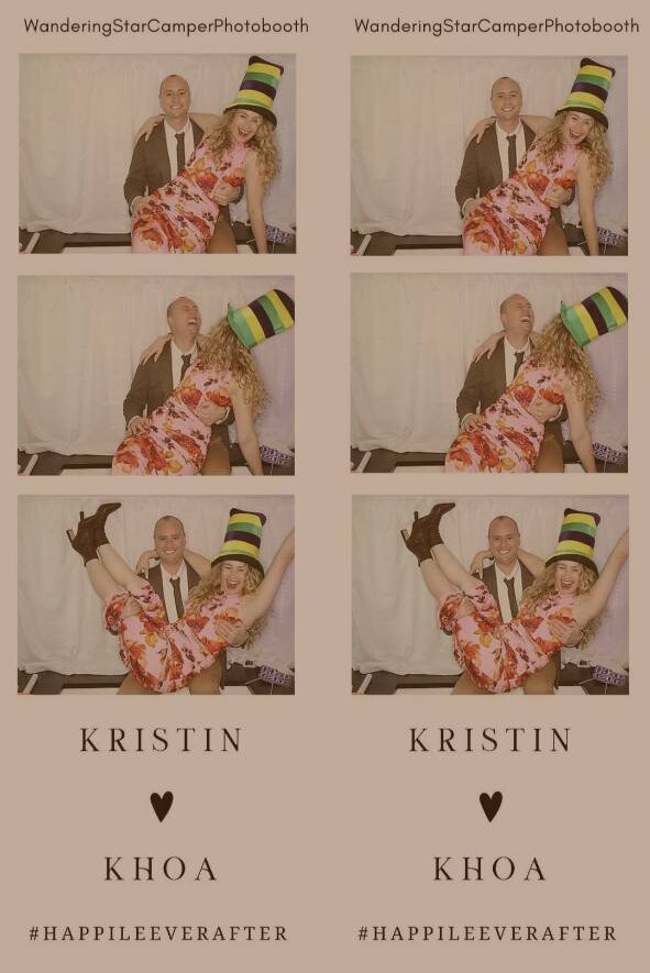 Two matching personalized photo strips created inside the vintage mobile booth